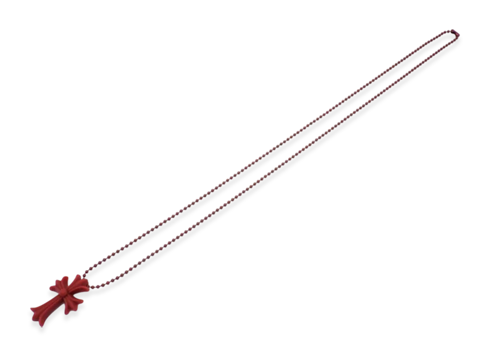 Chrome Hearts Rubber Small CH Cross Silicon Necklace "Burgundy"