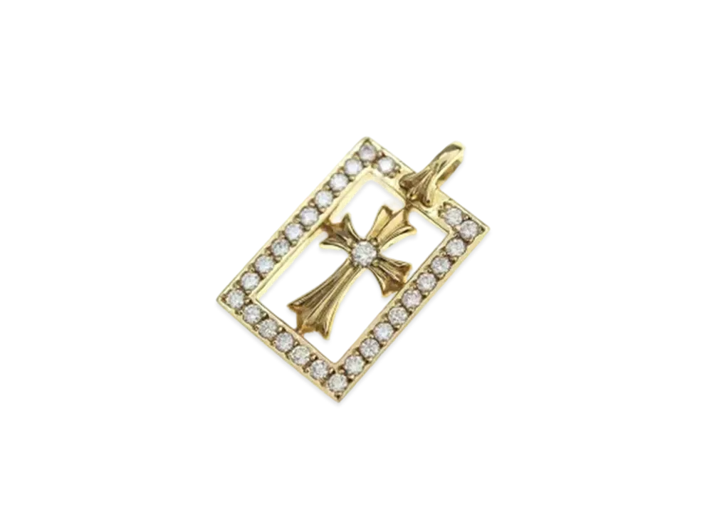 Chrome Hearts 22K Diamond Framed Open Baby Fat Pendant Top "Yellow Gold"