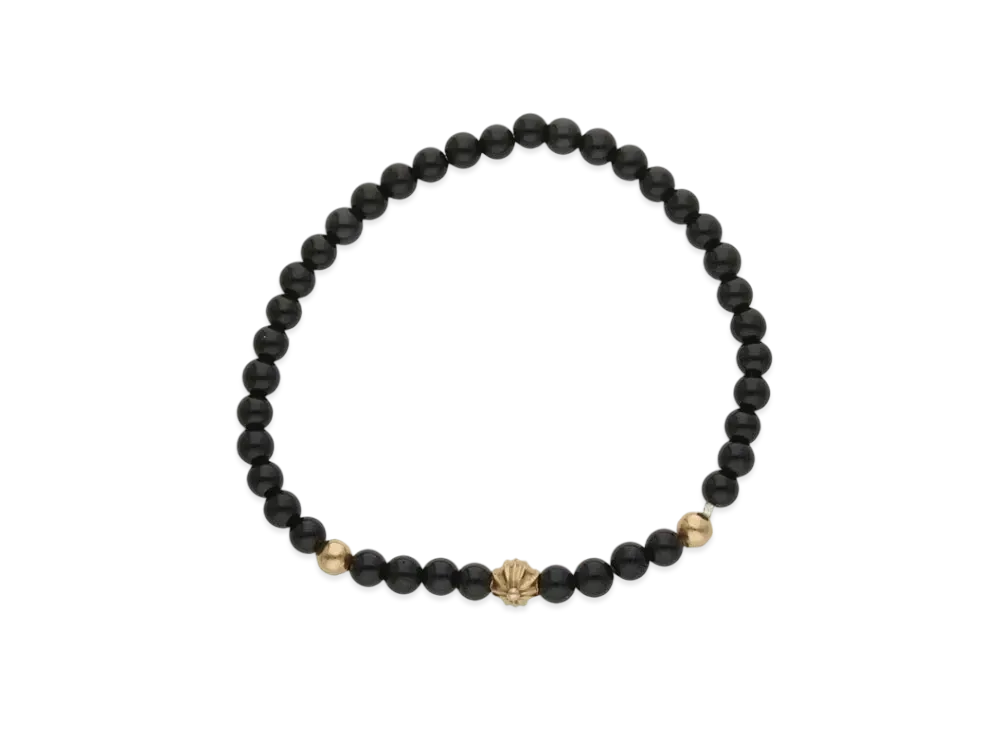 Chrome Hearts 22K 4mm Beads Bracelet "Yellow Gold/Black"