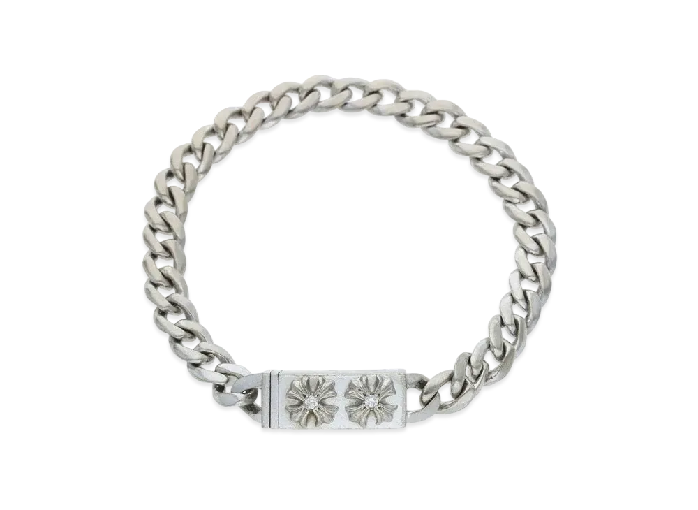 Chrome Hearts 18K Mini ID CHX Diamond Bracelet "White Gold"