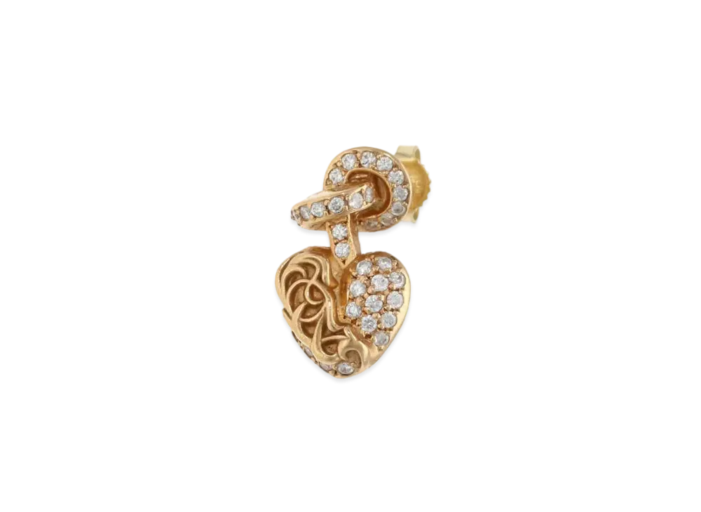 Chrome Hearts 22K I Heart Y KNT Pave Diamond Earrings "Yellow Gold"