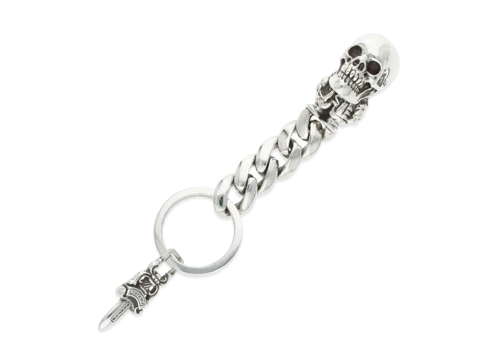 Chrome Hearts Foti Delfino & No.5 Dagger Key Ring Wallet Chain "Silver"