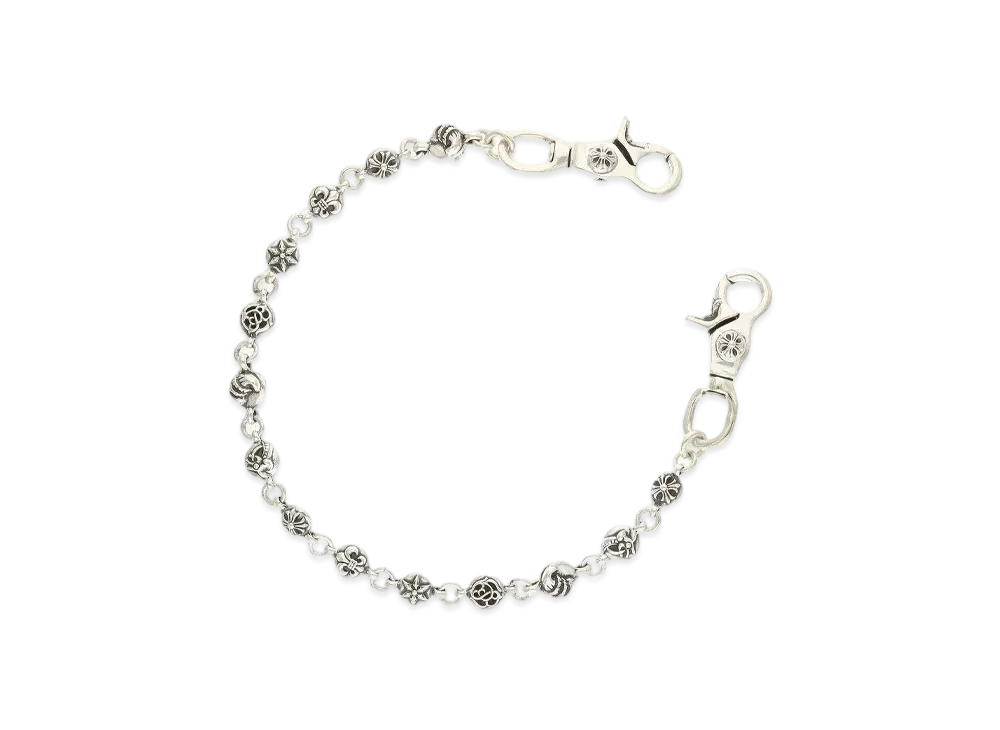 Chrome Hearts 2 Clip #2 Multi Ball Wallet Chain Short "Silver"