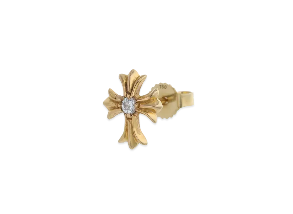 Chrome Hearts 22k CH Crossstad 1 Diamond Earrings "Yellow Gold"