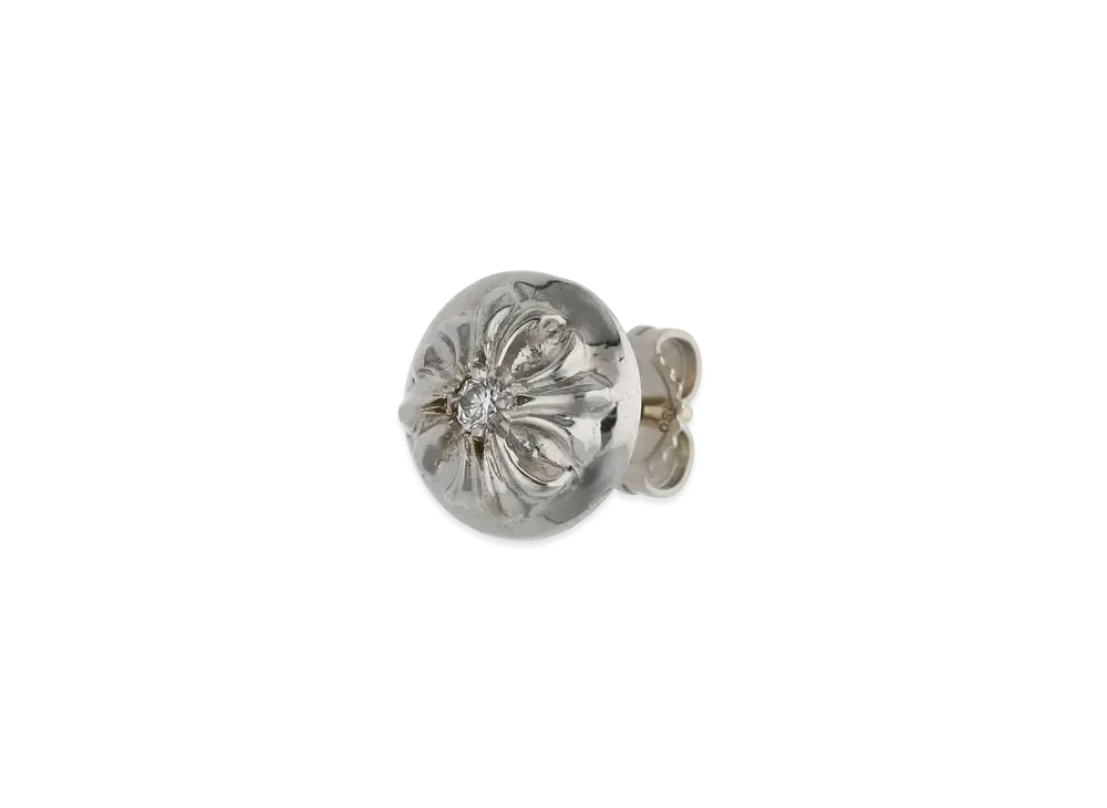 Chrome Hearts 8K Cross Ball Stud 1 Diamond Earrings "White Gold"