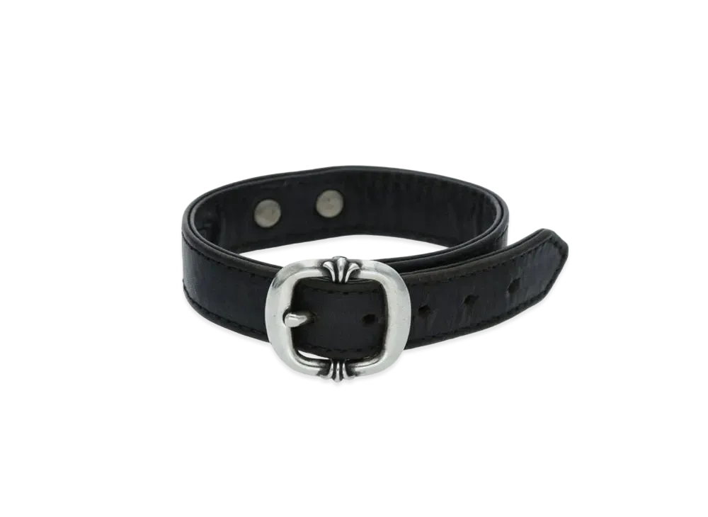Chrome Hearts Gunslinger Tiny CH Cross Leather Bracelet "Black/Silver"