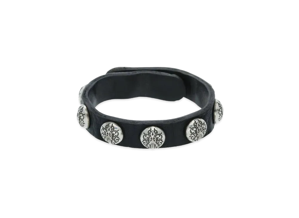 Chrome Hearts Vine Dagger 2 Button 2 Snap Leather Bracelet "Black/Silver"