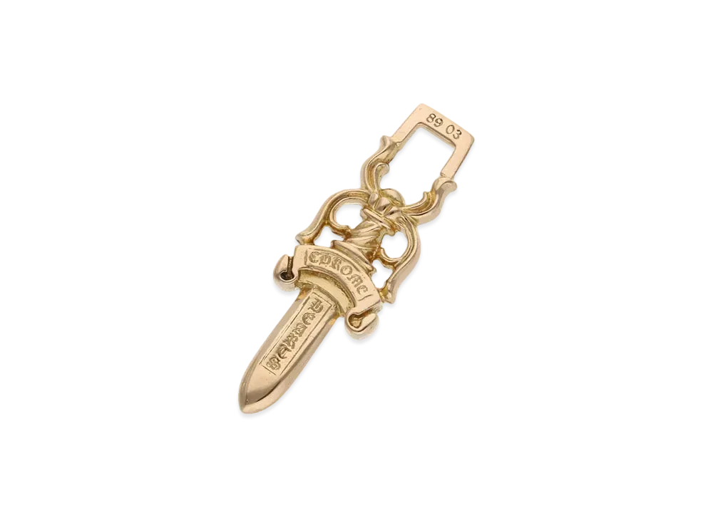 Chrome Hearts 22K Dagger Pendant Necklace Top "Yellow Gold"
