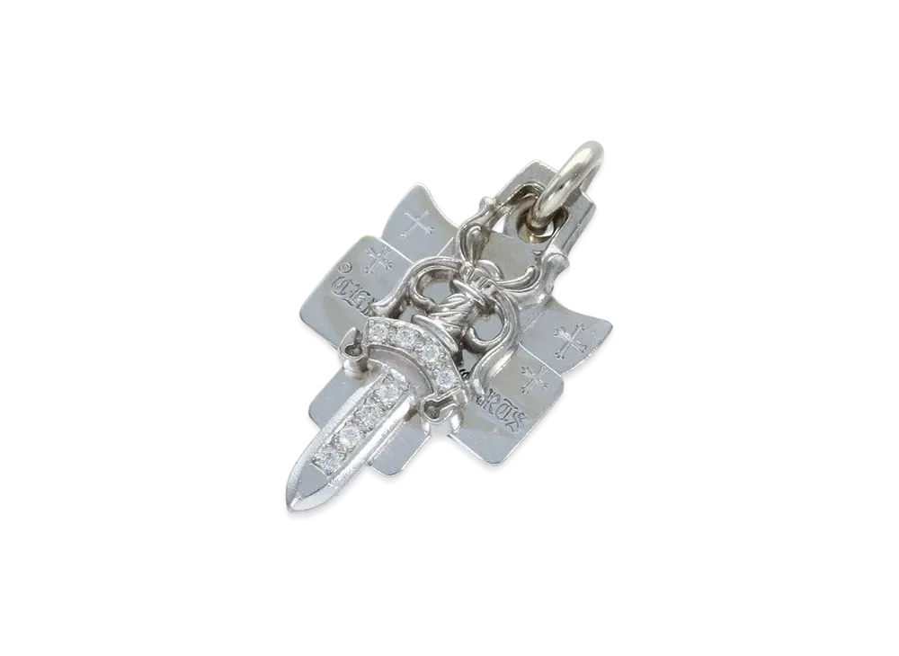 クロムハーツ 18K スリートリンケッツ パヴェダイヤモンド ネックレス