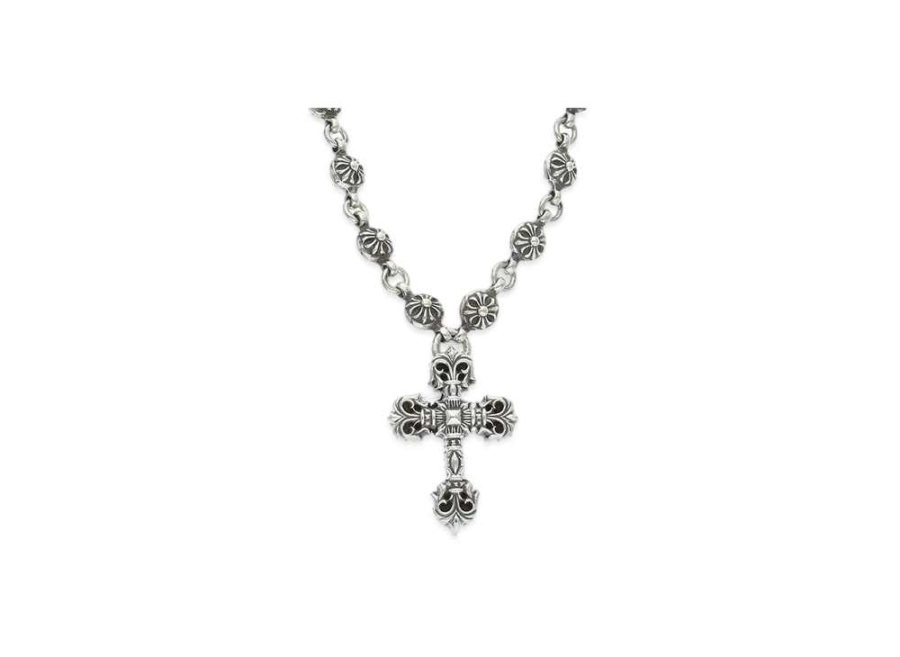 Chrome Hearts Filigree Cross XS Cross Ball Chain Necklace "Silver"