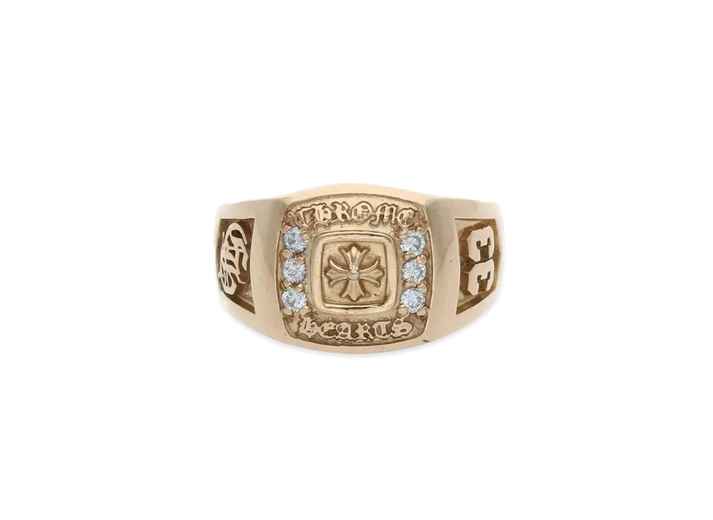 Chrome Hearts 22K Small Champion Pave Diamond Ring "Yellow Gold"