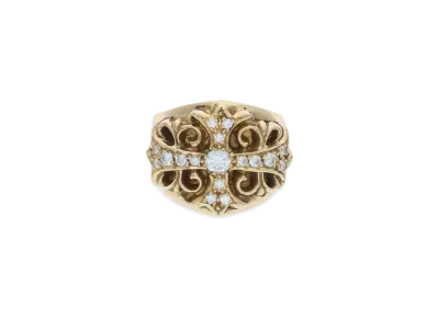 Chrome Hearts 22K Keeper Pave Diamond Ring "Yellow Gold"