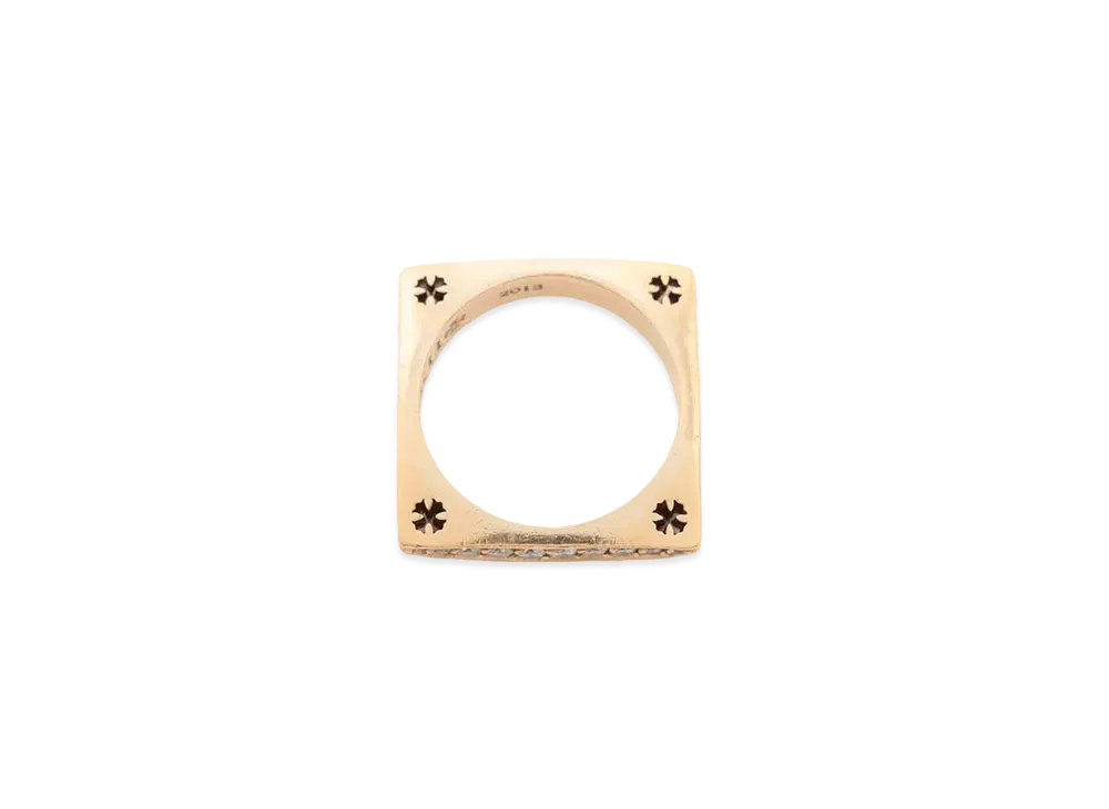 Chrome Hearts 22K Kate Hudson Square Diamond Ring "Yellow Gold"