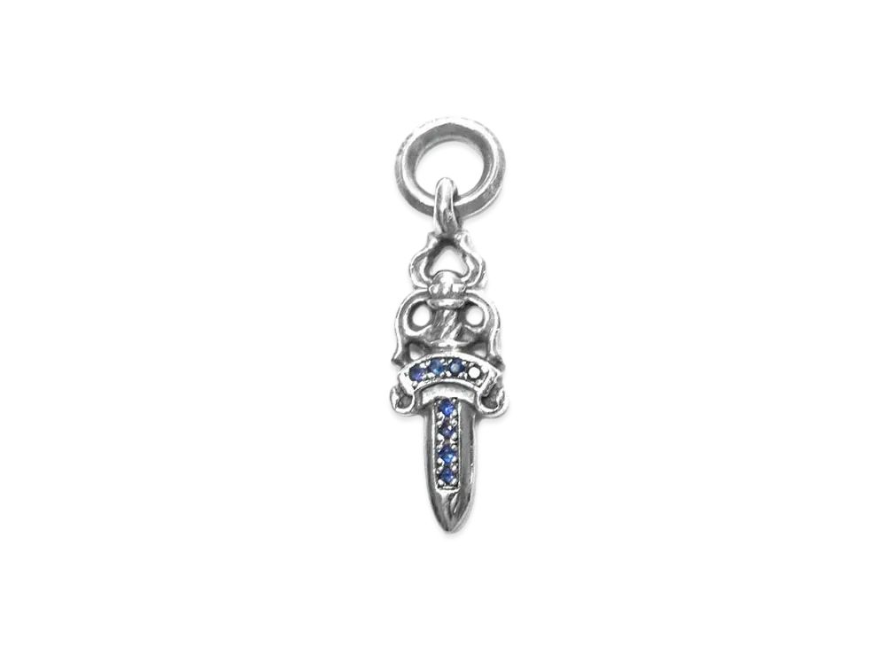 Chrome Hearts 18K Dagger Sapphire Charm #5 "White Gold"