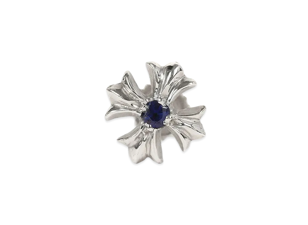 Chrome Hearts 18K CH Plus Sapphire Stud Earrings "White Gold"