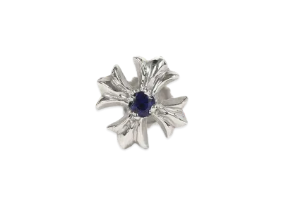 Chrome Hearts 18K CH Plus Sapphire Stud Earrings "White Gold"