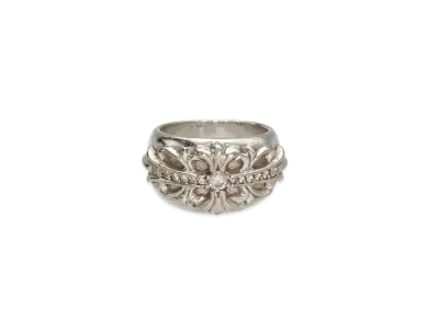 Chrome Hearts 18K Floral Cross Pave Diamond Ring "White Gold"