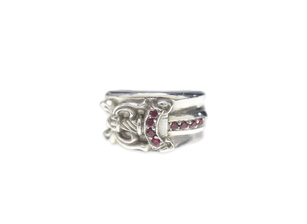 Chrome Hearts 18K Dagger Pave Ruby Ring "White Gold"