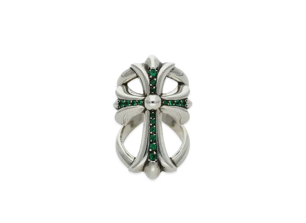 Chrome Hearts Infinity CH Cross Pave Emerald Ring "Silver"
