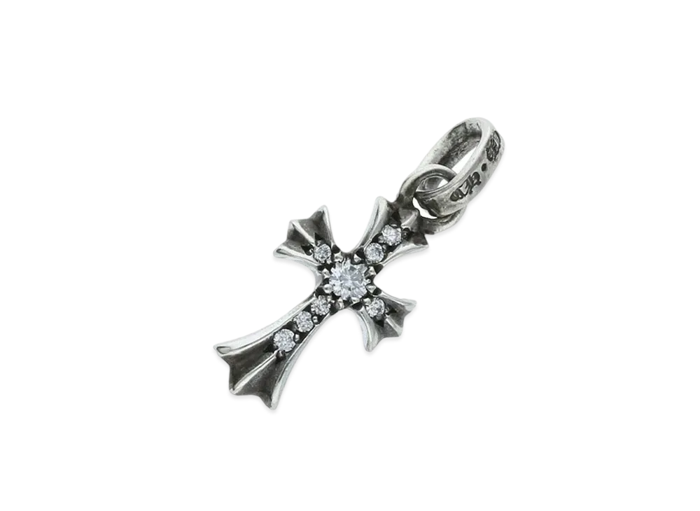 Chrome Hearts Cross Baby Fat Charm Pave Diamond "Silver"