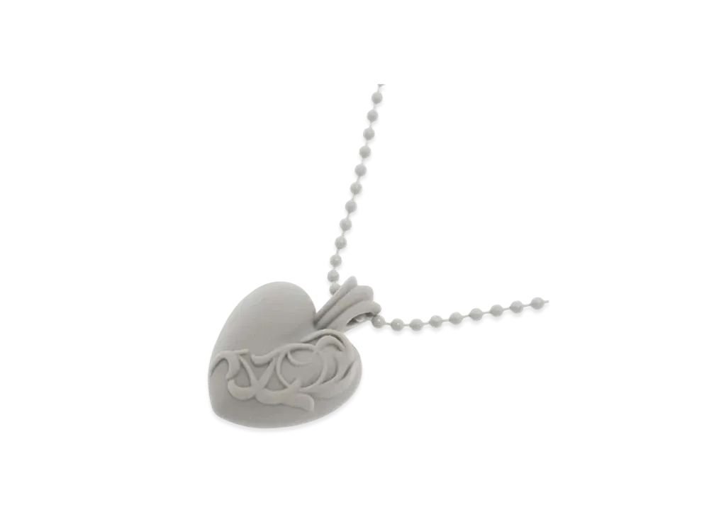 Chrome Hearts Rubber Heart Silicon Necklace "Grey"