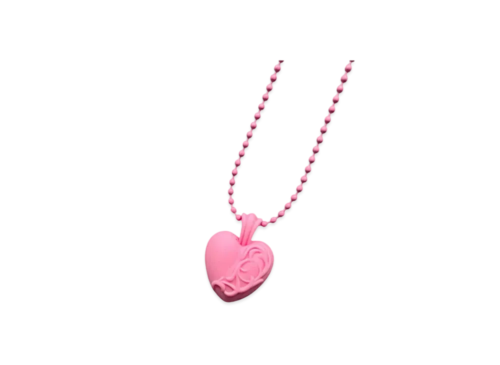 Chrome Hearts Rubber Heart Silicon Necklace "Pink"