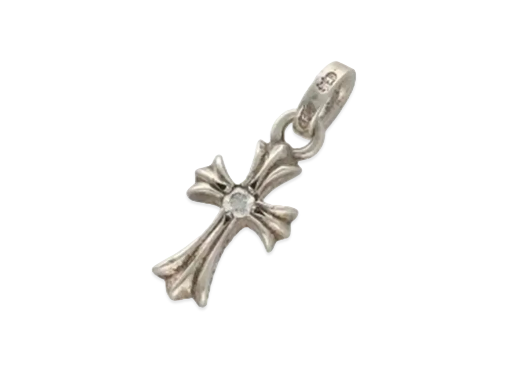 Chrome Hearts Baby Fat Cross Charm Diamond Pendant Top "Silver"