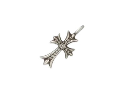 Chrome Hearts Tiny Fat Cross Pave Diamond Charm "Silver"