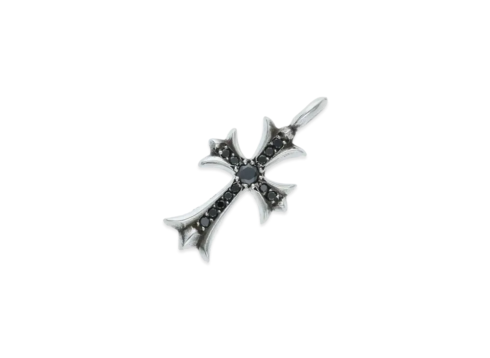 Chrome Hearts Tiny Fat Cross Pave Diamond Charm "Black/Silver"