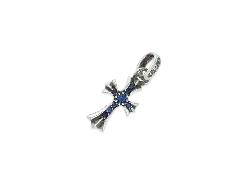 Chrome Hearts Baby Fat Cross Charm Pave Sapphire "Silver/Blue"