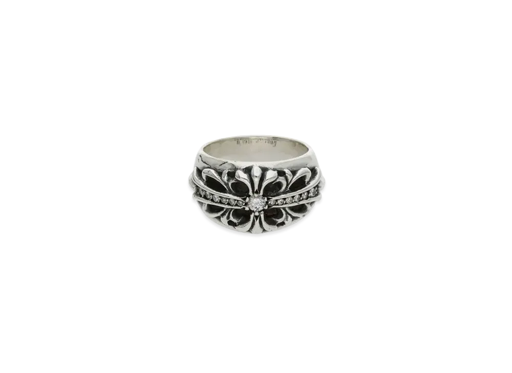 Chrome Hearts Floral Cross Pave Diamonds Ring "Silver"