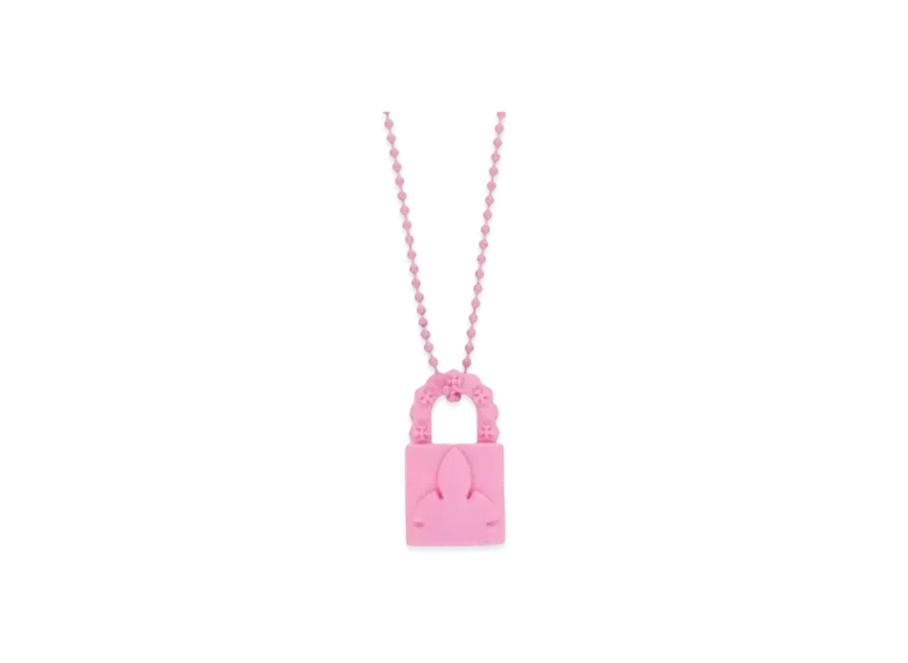 Chrome Hearts Rubber Padlock Fleur Knee Silicone Necklace "Pink"