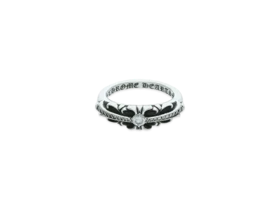 Chrome Hearts Baby Classic Floral Cross Pave Diamonds Ring "Silver"