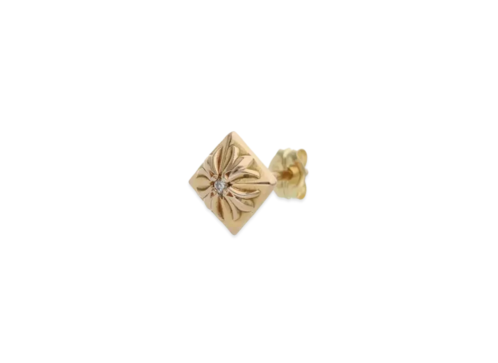 Chrome Hearts 22K Pyramid Stud Earring 1 Diamond "Yellow Gold"
