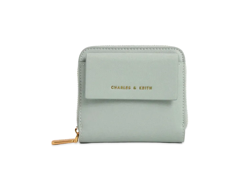 CHARLES & KEITH Front Pocket Zip Around Wallet "LightBlue"