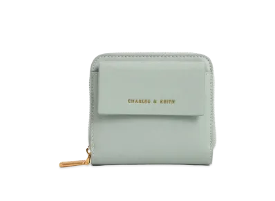 CHARLES & KEITH Front Pocket Zip Around Wallet "LightBlue"