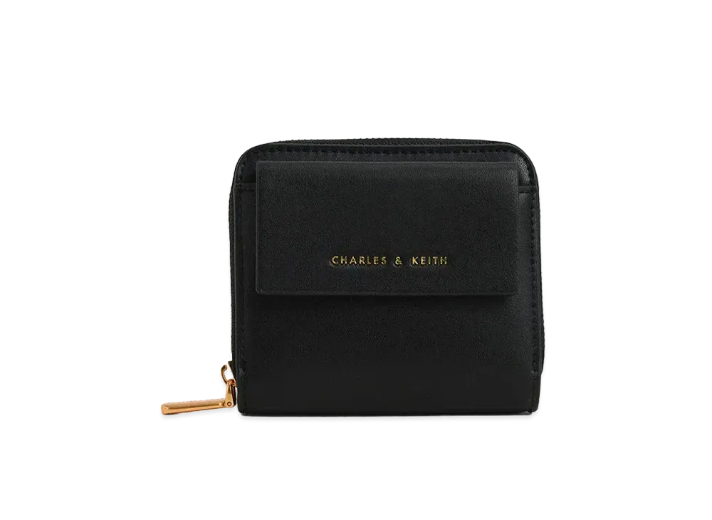 CHARLES & KEITH Front Pocket Zip Around Wallet "Black"