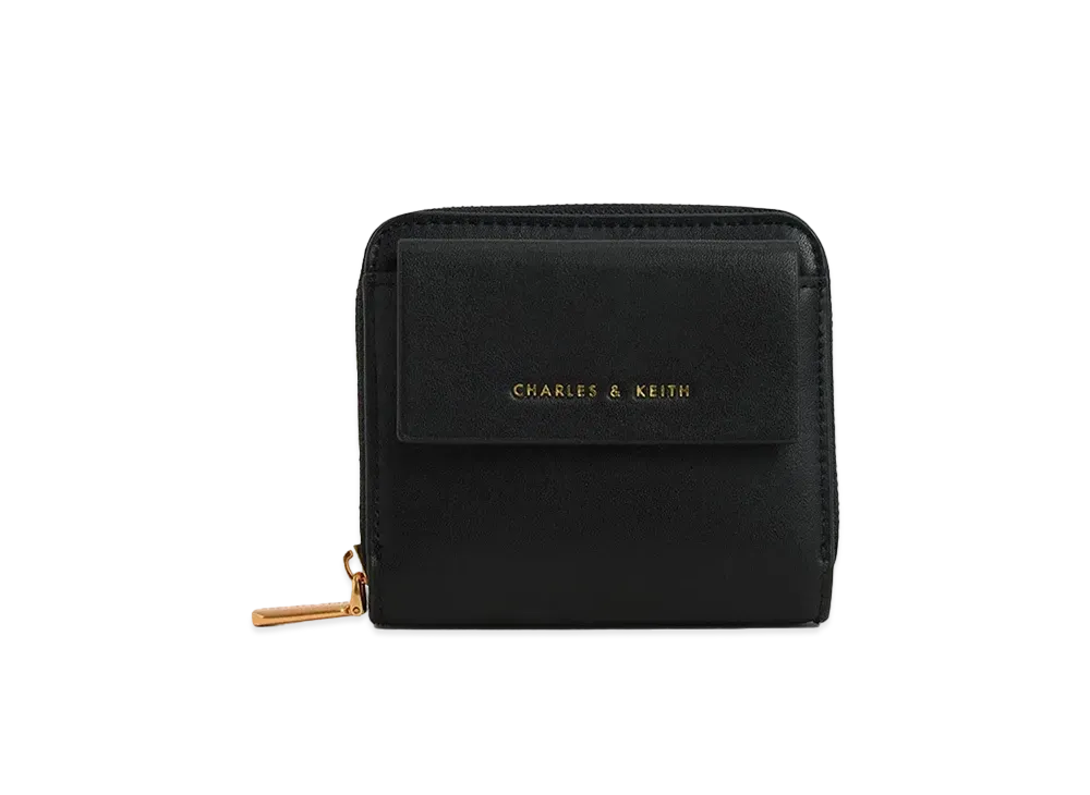 CHARLES & KEITH Front Pocket Zip Around Wallet "Black"
