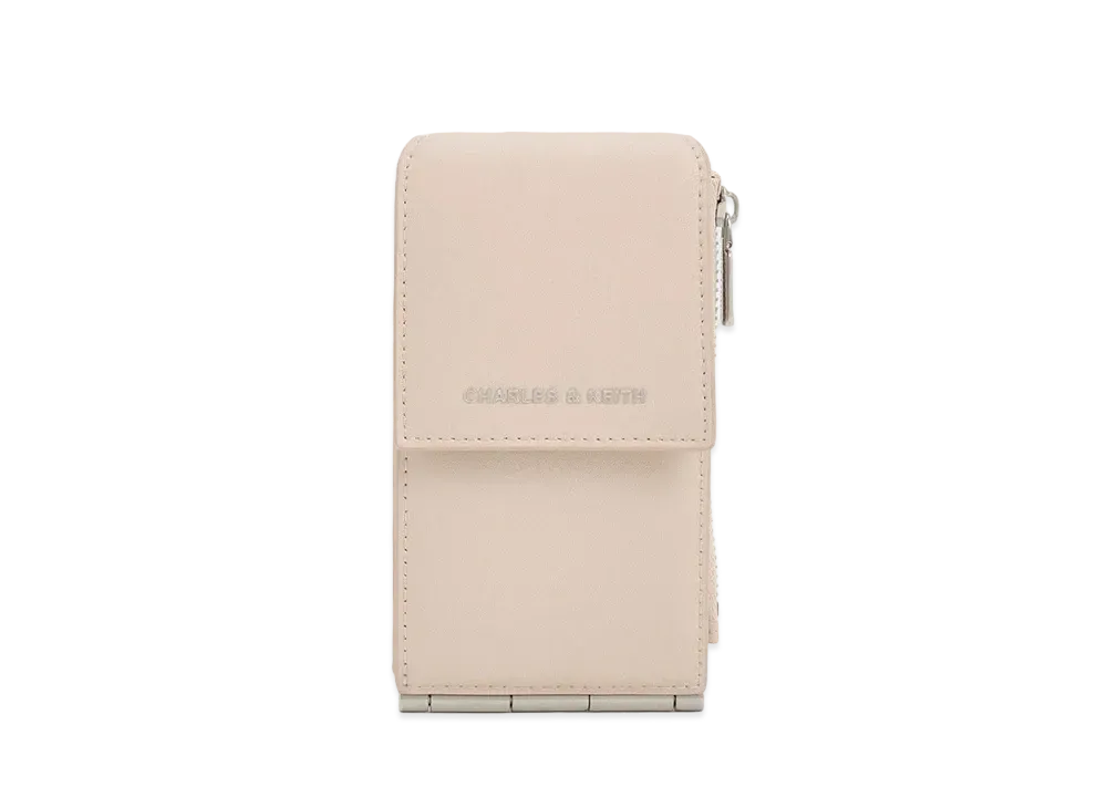 CHARLES & KEITH Carla Trifold Side Zip Card Holder "Oat"