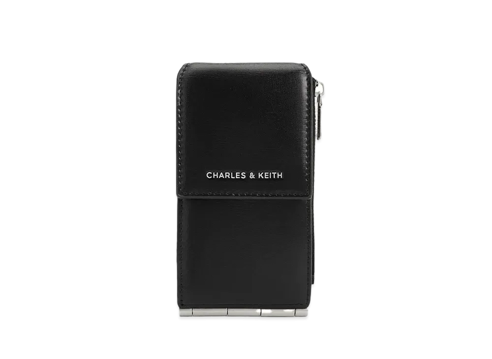 CHARLES & KEITH Carla Trifold Side Zip Card Holder "Noir"