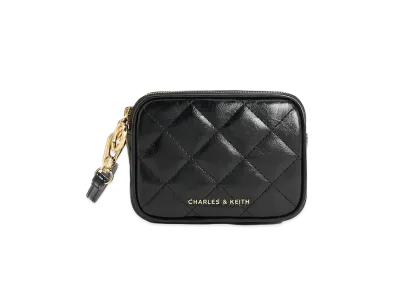 CHARLES & KEITH Up Hula Quilted Trislet Pouch "Black"