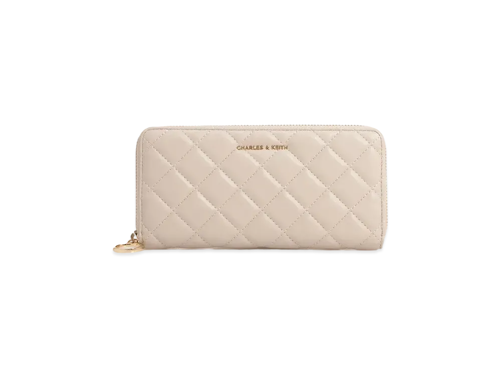 CHARLES & KEITH Cressida Quilt Long Wallet "Oat"