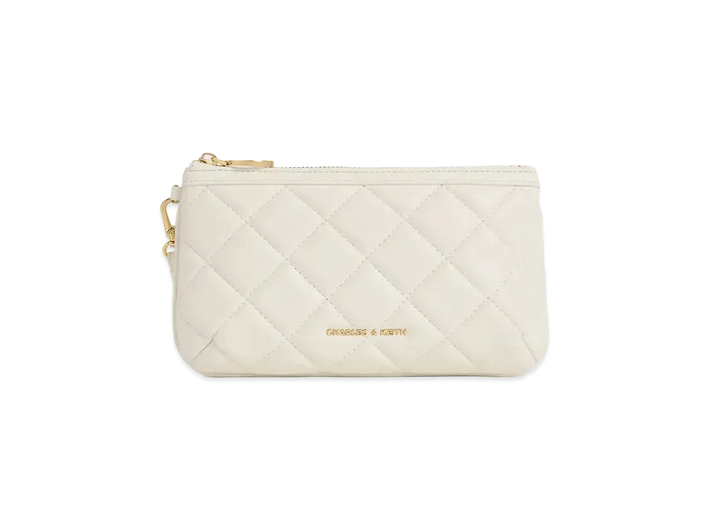 CHARLES & KEITH Cressida Quilt Wristlet "White"