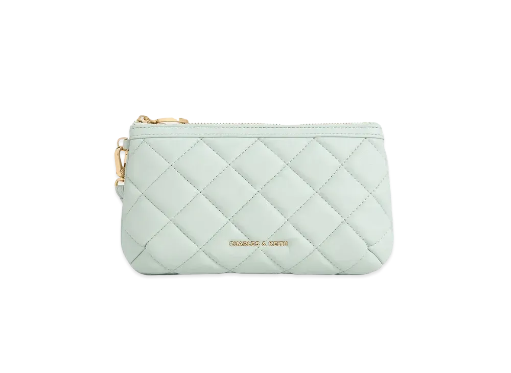 CHARLES & KEITH Cressida Quilt Wristlet "SageGreen"