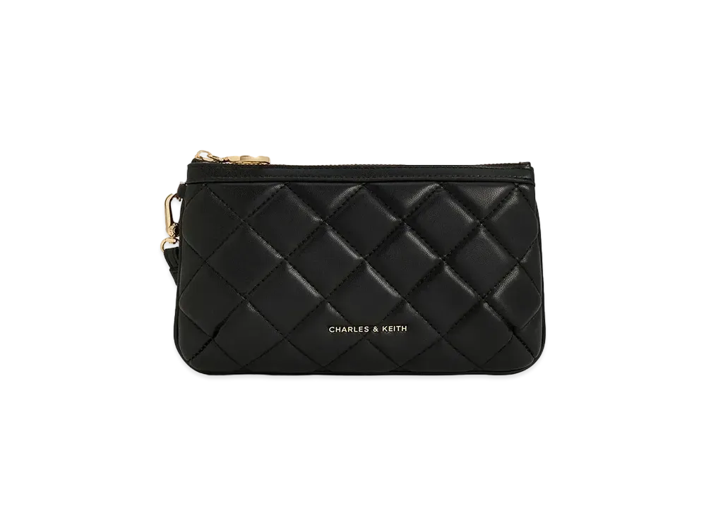 CHARLES & KEITH Cressida Quilt Wristlet "Black"