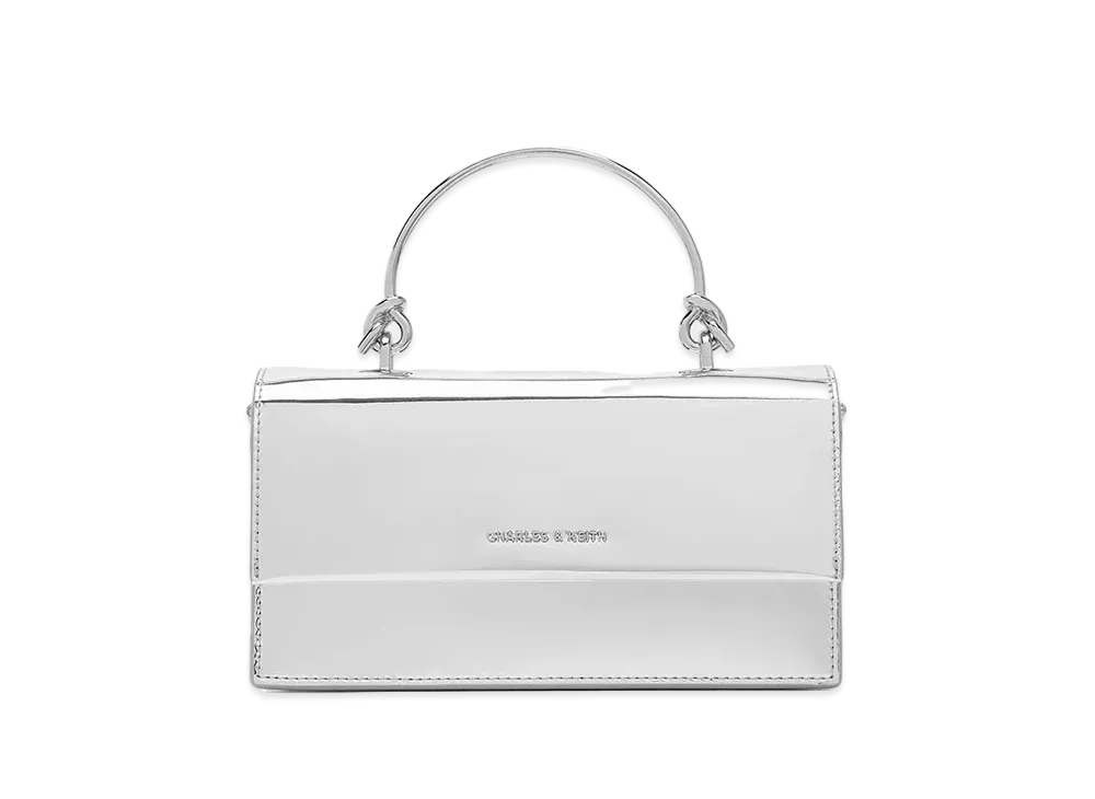 CHARLES & KEITH Sculpture Handle Long Wallet "Silver"