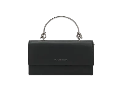 CHARLES & KEITH Sculpture Handle Long Wallet "Noir"