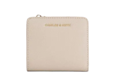 CHARLES & KEITH Top Zip Small Wallet "Oat"