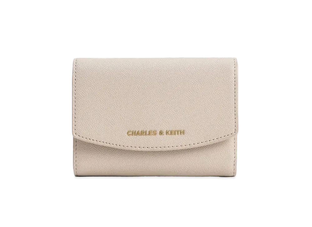 CHARLES & KEITH Curved Front Flap Wallet "Oat"