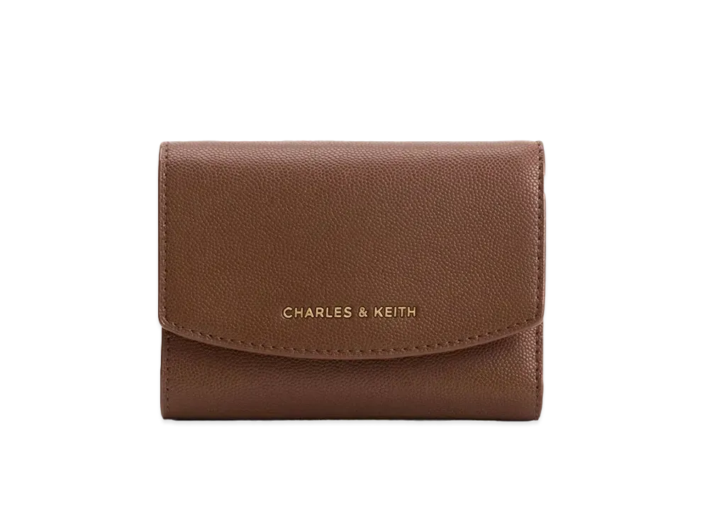 CHARLES & KEITH Curved Front Flap Wallet "Chocolate"
